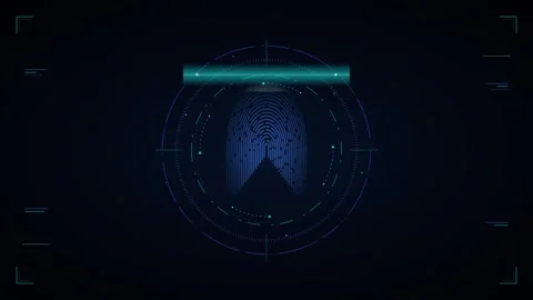Digital fingerprint biometric scanner hud interface for secure identity ver.. Stock Footage 337560014