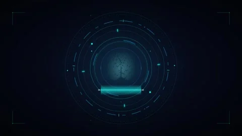 Digital fingerprint biometric scanner hud interface for secure identity ver.. Stock Footage 337560015