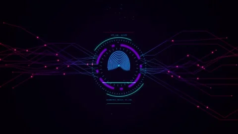 Digital fingerprint identification interface scanning biometric security da.. Stock Footage 341824490