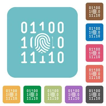 Digital fingerprint rounded square flat icons Stock Illustration