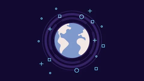 Digital fingerprint scan with glitch effect over earth graphic motion. Stock Footage 338312309
