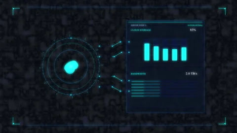 Digital fingerprint scan interface HUD, biometric data analysis, network se.. Stock Footage 348329209
