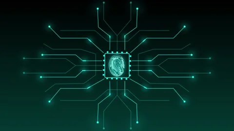 Digital fingerprint scanner integrated into circuit board. Fingerprint scan.. Stock Footage 337369210