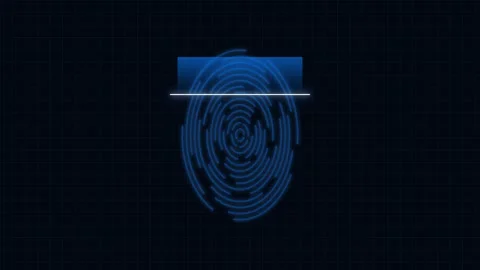 Digital fingerprint scanning animation with cybersecurity data 스톡 동영상 344740420