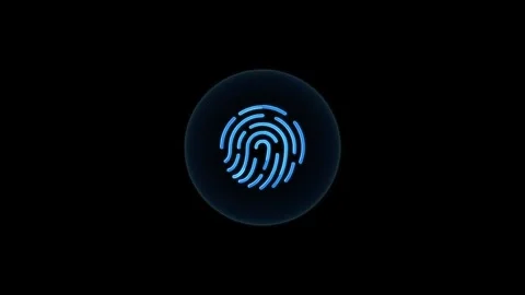 Digital fingerprint scanning animation with glowing blue neon lines for bio.. Stock Footage 334829642