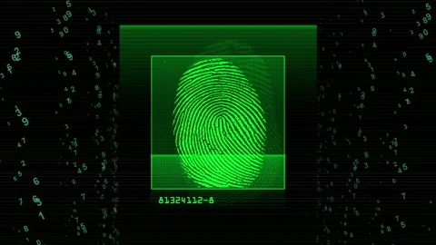 Digital Fingerprint Technology Binary Code Background Stockbeeldmateriaal 304098001
