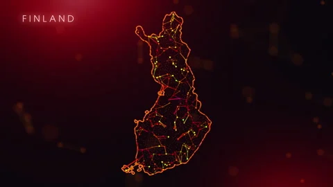 Digital Finland Map Motion Reveal With Abstract Red And Orange Plexus Netwo.. Stock Footage 330675510