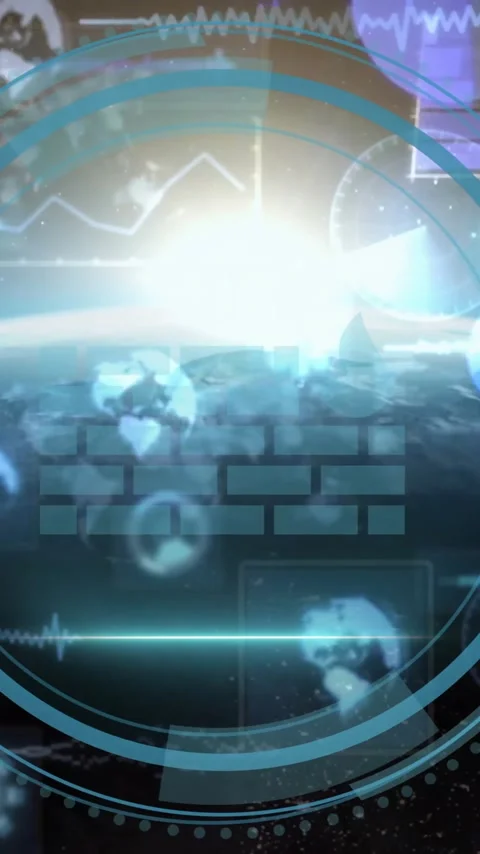 Digital firewall concept with glowing earth and data processing animation Stock Footage 319727161