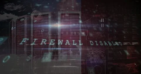 Digital firewall disabled, exposing server vulnerability with data and code Stock-Fotos