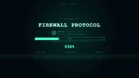 Digital Firewall Protocol Loading Screen with Percentage Progress Bar on Dark Stock Footage 345758636