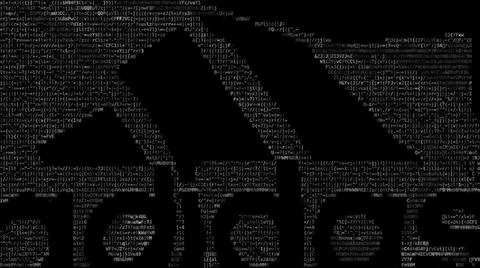 Digital flag with Adidas logo on the screen. Editorial 3d rendering 库存插图