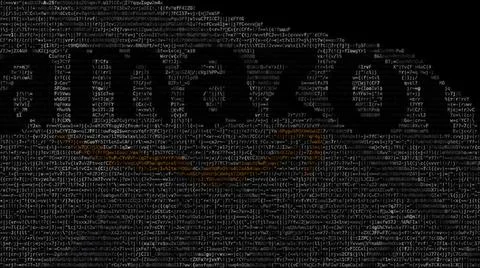 Digital flag with Amazon logo on the screen. Editorial 3d rendering Stock Illustration