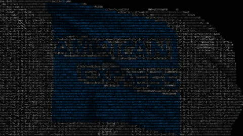 Digital flag with American Express logo on the screen. Editorial looping Stock Footage 145117645