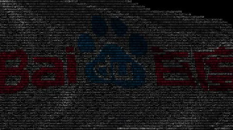 Digital flag with Baidu logo on the screen. Editorial 3d rendering Illustrazione stock