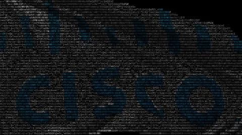 Digital flag with Cisco logo on the screen. Editorial 3d rendering Illustrazione stock