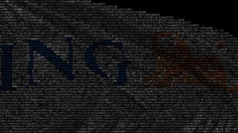 Digital flag with Ing logo on the screen. Editorial 3d rendering イラスト素材