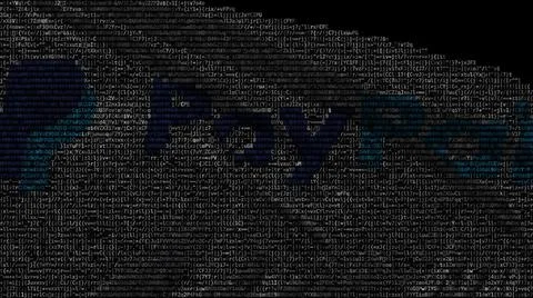 Digital flag with Paypal logo on the screen. Editorial 3d rendering Illustrazione stock