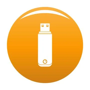 Digital flash drive icon vector orange Stock Illustration