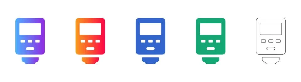 Digital Flash Meter Icon Set Stock Illustration