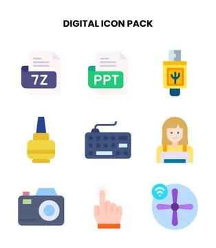 Digital Flat Collection Icons Pack Stockillustratie