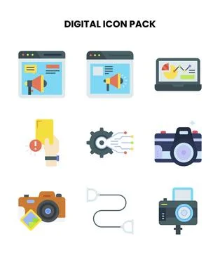 Digital Flat Scalable Icons Pack イラスト素材