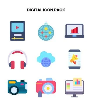 Digital Flat UI Icons Pack 스톡 일러스트