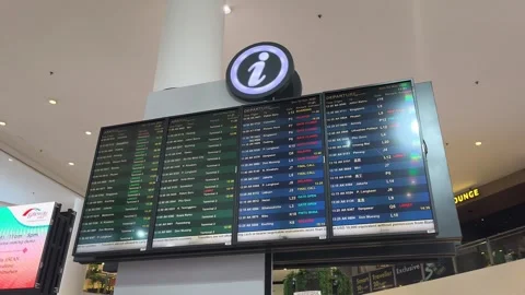 Digital Flight Information Display System Screen at KLIA2 Airport Stock Footage 321039965