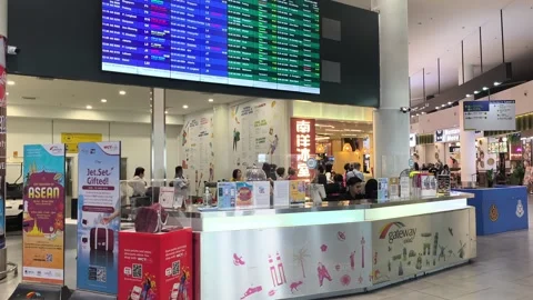 Digital Flight Information Display System Screen at KLIA2 Airport Stock Footage 321039980