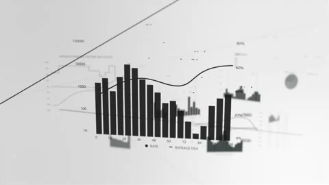 Digital flight through various graphs, charts and binary data sets Stock Footage 145291718