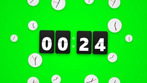 Digital Flip Clock Countdown with Spinning Analog Clocks Animation. 스톡 동영상 333155716