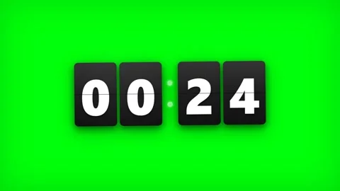 Digital Flip Clock Countdown Timer from 30 Seconds on Green Screen Background 스톡 동영상 333155712