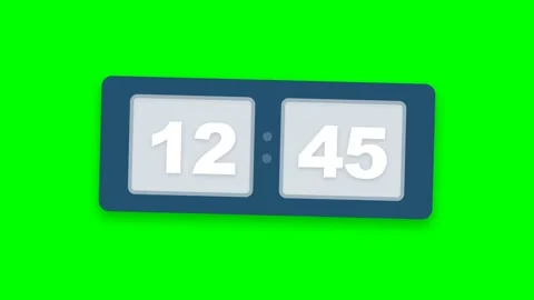 Digital Flip Clock Displaying Time on Green Screen Background. Stock Footage 336619884