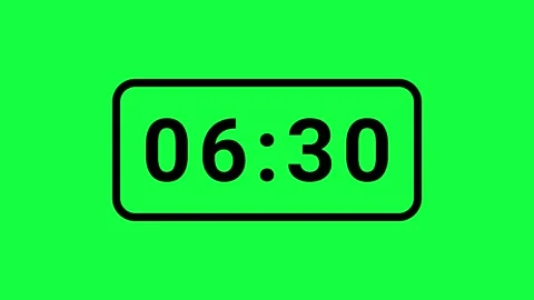 Digital Flip Clock Page Animation 6 to 7 Time Change Green Screen 4K Stock Footage 333780747