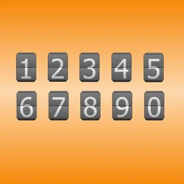 Digital flip numbers on orange background Stock Illustration