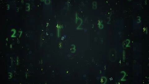 Digital Floating Numerical Symbols and Futuristic Green Glow Background Stock Footage 308673293