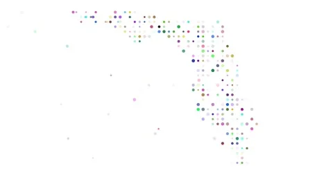 Digital Flow of Dots Revealing the Florida State Map Shape Stock Footage 321293079