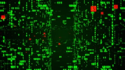 Digital fly binary code background loop. Data binary code network. 動画素材 105958624