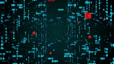Digital fly binary code background loop. Data binary code network. Stock Footage 105958679