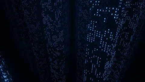 Digital flying background loop. A network of binary data code. Video stock 150194727