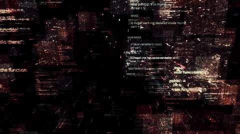 Digital flying background with a network data code, seamless loop. Animation 스톡 일러스트