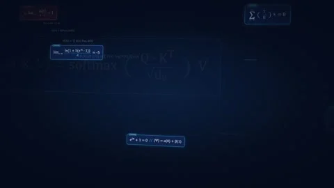 Digital flythrough of complex neural network mathematical equations. 4K Video stock 344846377