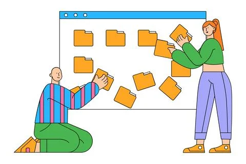 Digital Folder and Document Organizing Illustration Stock Illustration