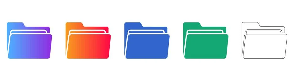 Digital Folder and File Management Icon Set Illustrazione stock