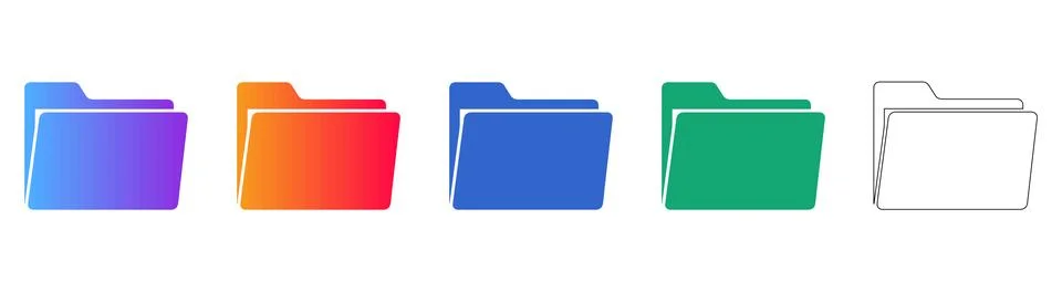 Digital Folder File Management Icons Illustrazione stock