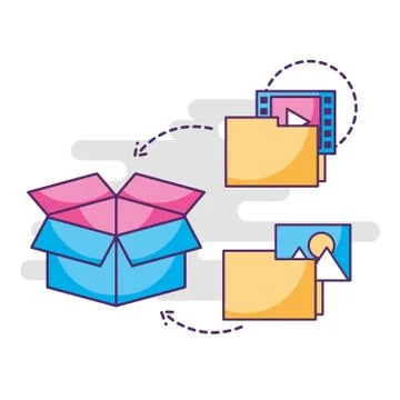 Digital folder files information storage box 스톡 일러스트