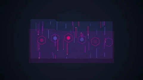 Digital Folder with Hexagons and Data Streams - Futuristic Tech Concept Stock Footage 348424022