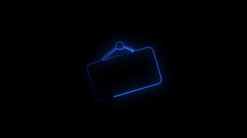 Digital folder icon animation in dark background with glowing blue outline Stock Footage 345543963
