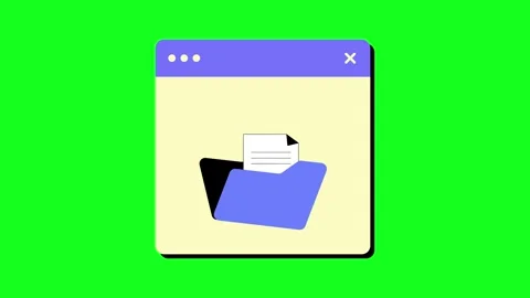 Digital folder icon appears within a browser window. Stock Footage 347379856