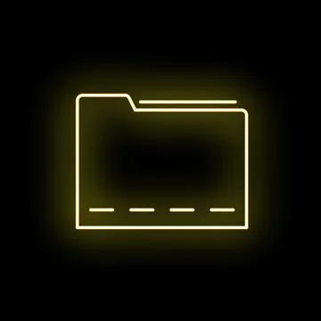 Digital folder icon glowing with yellow neon light Illustrazione stock