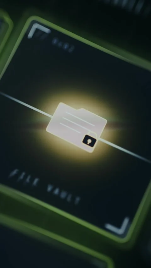 Digital folder icon with lock keyhole for protected storage concept Stock Footage 335467201
